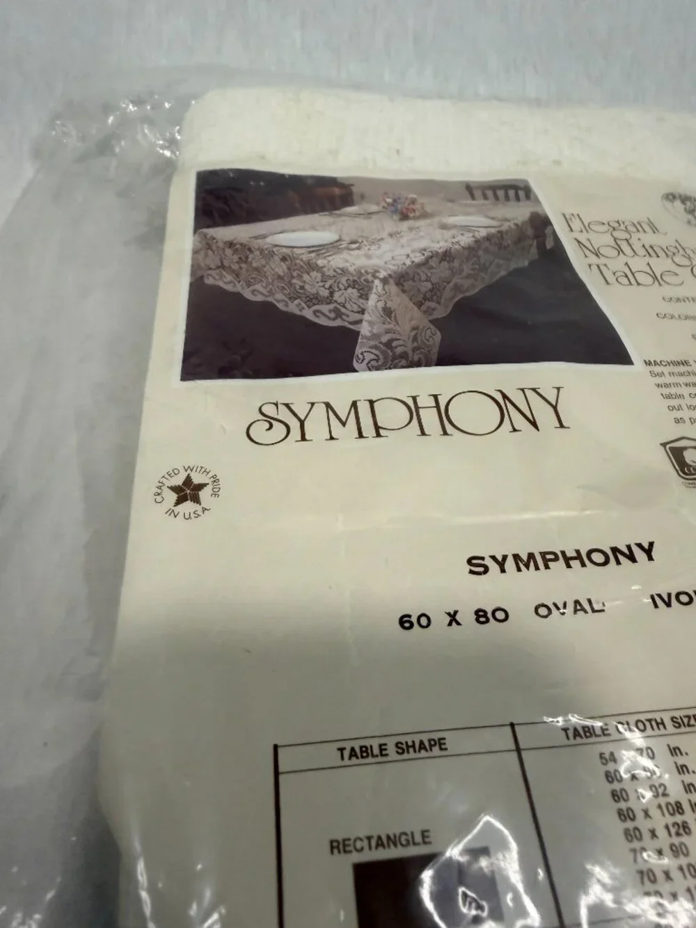 Scranton Lace Tablecloth NWT 60x80 Ivory Cotton Nottingham Vintage Symphony USA